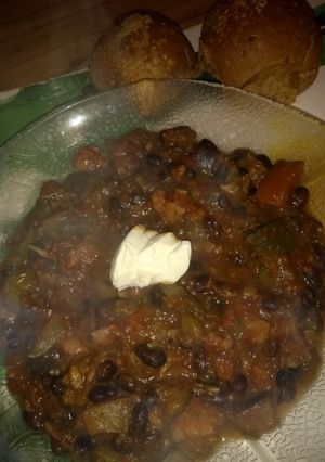 Una foto de Guiso liviano de porotos negros