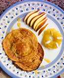 Eggless mango pancakes with apple sauce