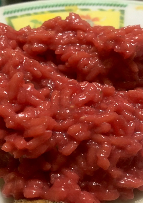 Una foto de Risotto de remolacha