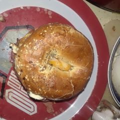 A picture of Salami, Egg, and Braunschweiger, Cheese Everything Bagel.