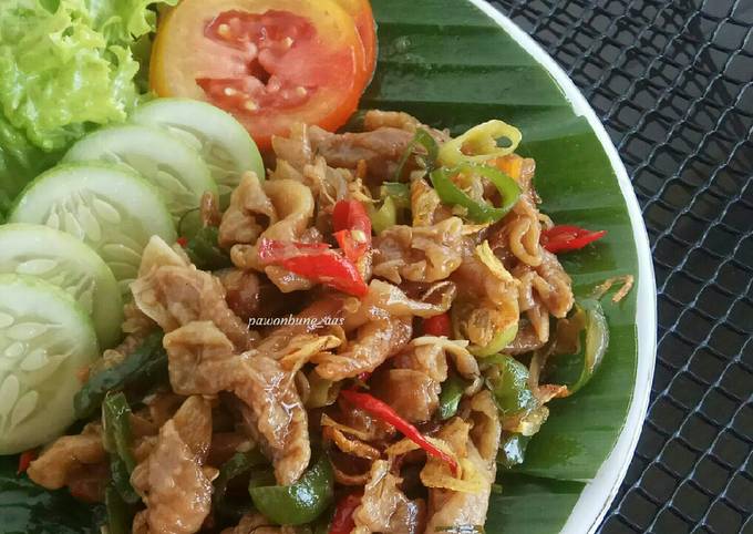 Kulit Ayam Tumis Pedas (bumbu iris simple)