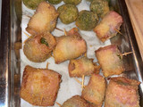 Repollitos de Bruselas rellenos de queso roquefort y cheddar