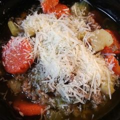 A picture of Beef Onion Soup.