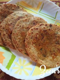 A picture of Paneer Parathas with Barley and Wheat Flours.