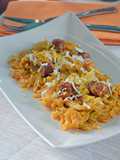 Repollo salteado con chistorra y huevo duro. (Thermomix)