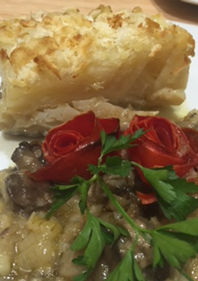 Una foto de Bacalao al horno con setas