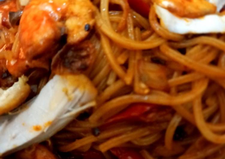 Bahan Membuat Spaghetti Spicy Udang Ayam, Bisa Manjain Lidah