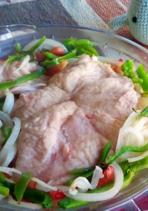Una foto de Pechuga de pollo a la portuguesa en air fryer 🔁🐤🌶️