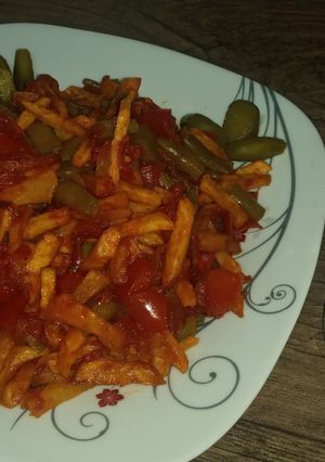 عکسی از دستور 💐خوراک سیب زمینی و لوبیا سبز دلبر💐