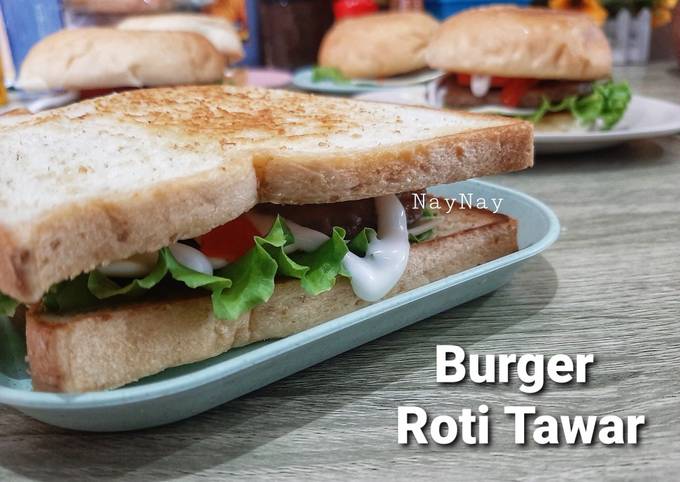 Resep bikin Burger Roti Tawar  enak