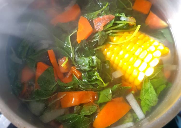 Proses meracik Sayur bayam Lezat