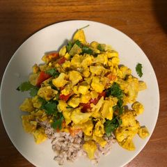 A picture of Turmeric Tofu and Cauliflower curry (vegan).