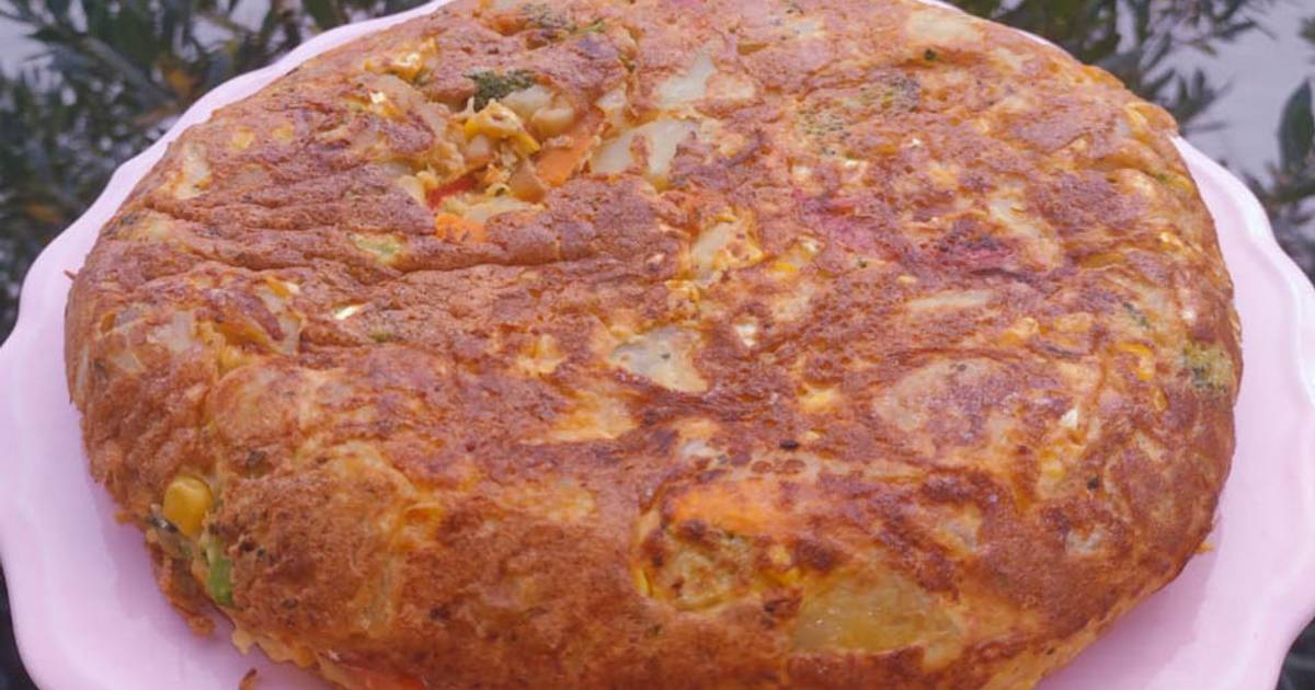 Tortilla de papa y vegetales. ♥️ Receta de Maarú 🌈 Cookpad