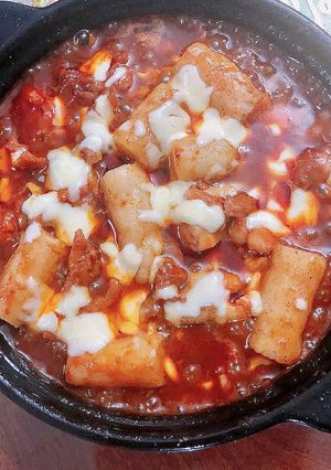 Hình của món Gà cay phô mai.
