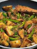 Fried sweet potatoes & arrow roots