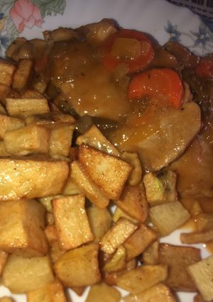 Una foto de Lomo con salsa de verduras
