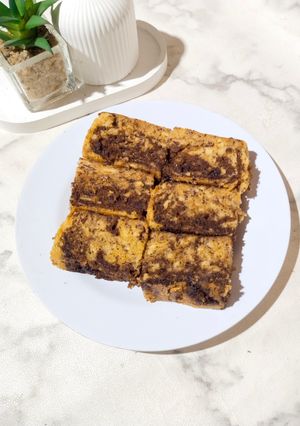 Foto resep 809. Bolu Pisang Marmer Kukus (Pisang Marmer Coklat Keju)
