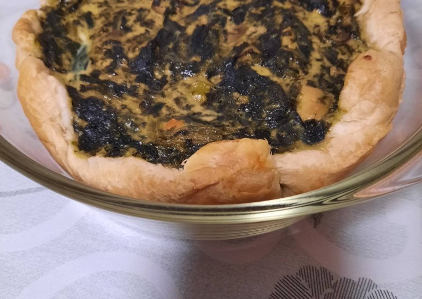 Quiche de espinacas, champiñones y pollo