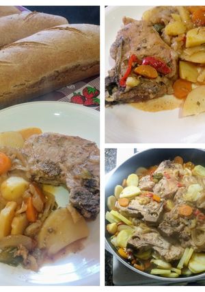 Una foto de Costeletas de cerdo con verduras