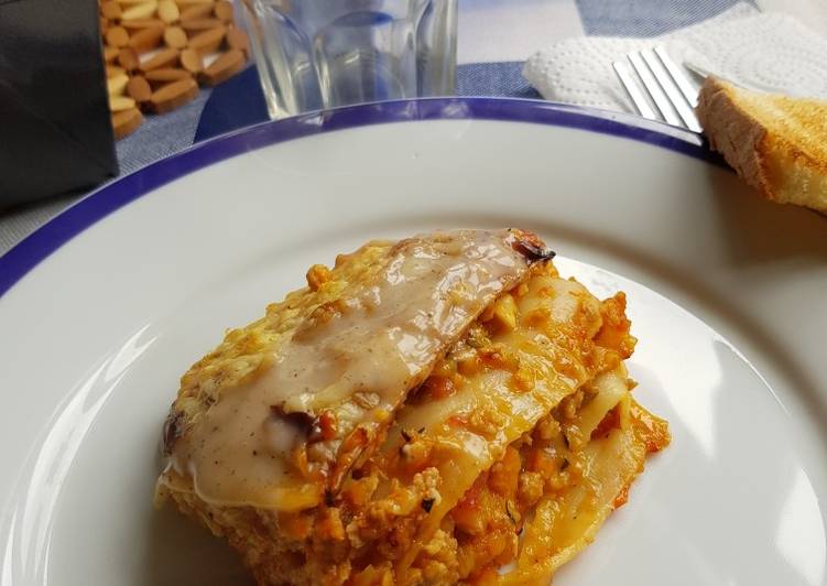 Lasaña de verduras con soja texturizada en Monsieur Cuisine