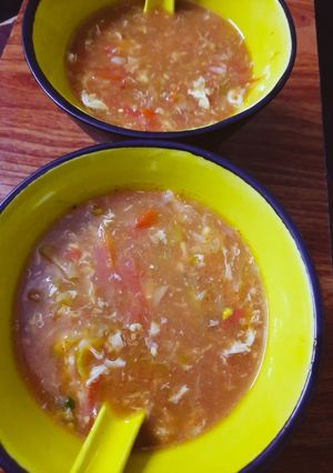 A picture of Tomato Egg Drop Soup.