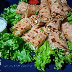 Chicken roll paratha A picture of Chicken roll paratha.
