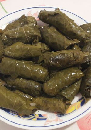 A picture of Stuffed Grape Leaves with Chickpeas.
