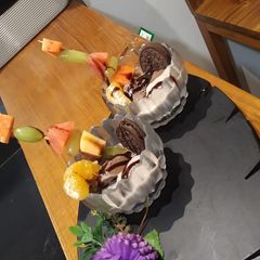 Banana icecream with fusion fruits A picture of Banana icecream with fusion fruits.
