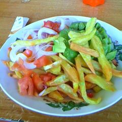 A picture of Chips and Kachumbari.