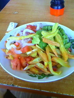 A picture of Chips and Kachumbari.