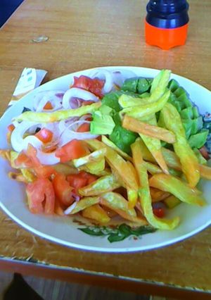 A picture of Chips and Kachumbari.