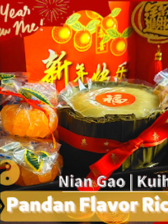 A picture of 【班兰口味年糕 Pandan Flavor Rice Cake】特别年糕口味!味道香甜,快来尝试做吧! Nian Gao.