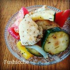 A picture of Marinated Chicken with Summer Vegetable.
