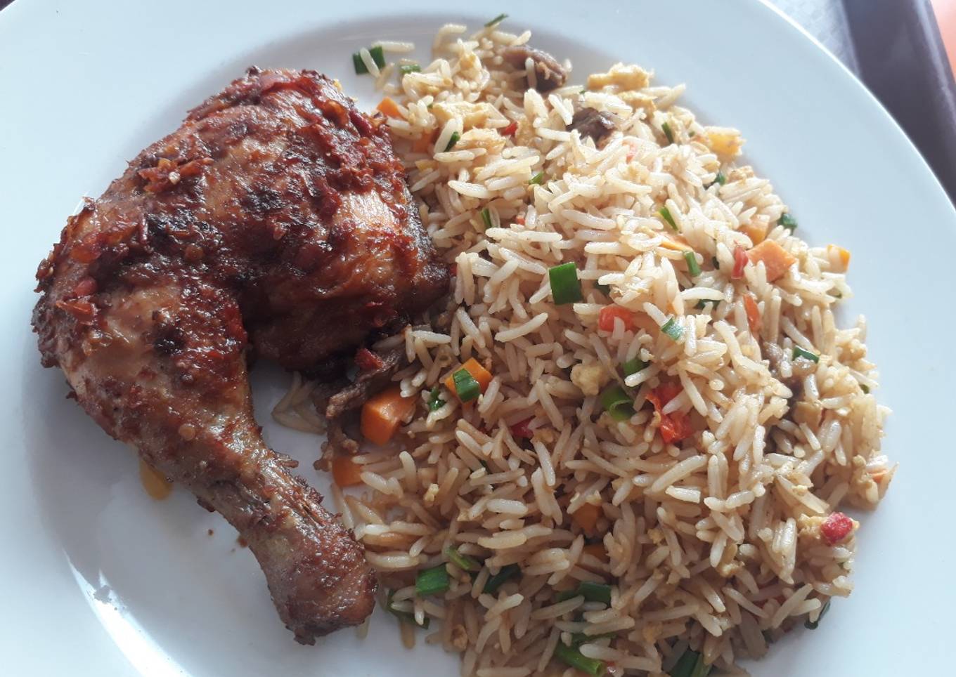 Jollof rice with grilled chicken