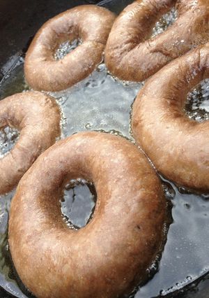 A picture of Fried chocolate Doughnuts.