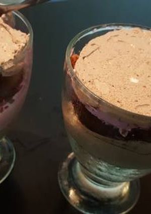 A picture of Chocolate and blueberry mousse cake.