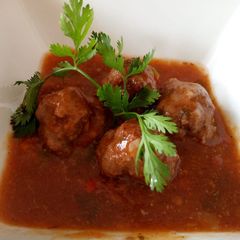 Meat balls in tomato concasee A picture of Meat balls in tomato concasee.