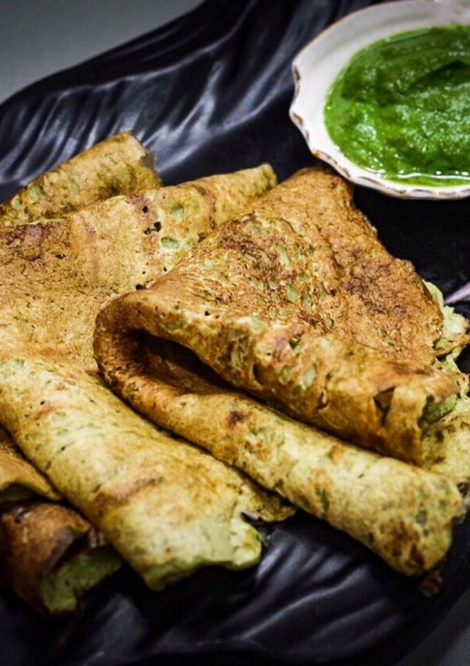 A picture of Moong Dal Cheela | Split Moong Pancake.