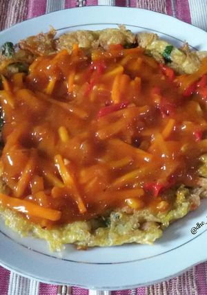 Foto resep Telur Dadar dengan Pokcoy & Wortel (FU YUNG HAI)