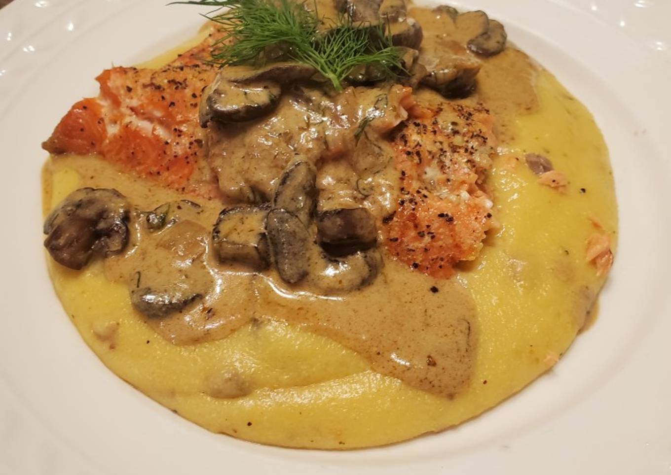 Brad's fresh coho salmon w/ mushroom cream sauce