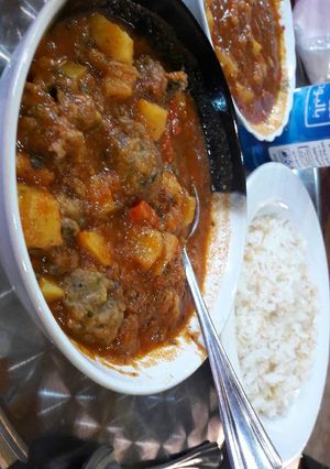 صورة لوصفة كباب هندي مع بطاطا و رز