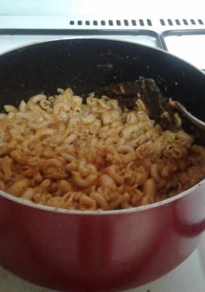 A picture of Red sauce cheesy pasta #cookpadramadan.