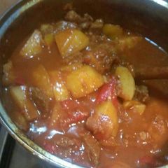 A picture of Hungarian Goulash family recipe .