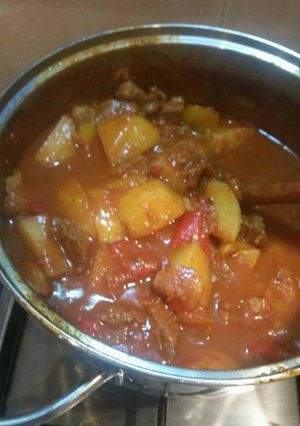 A picture of Hungarian Goulash family recipe .