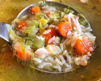 Easy Fast Cooking Chicken  Jasmine Rice Soup with Extra Garlic Delicious Perfect