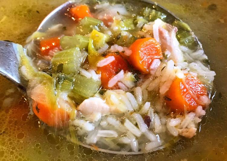 Chicken & Jasmine Rice Soup with Extra Garlic