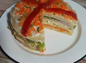 Una foto de Torre de panqueques salada