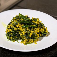 A picture of Shepu Bhaji (Stir fry dill leaves).