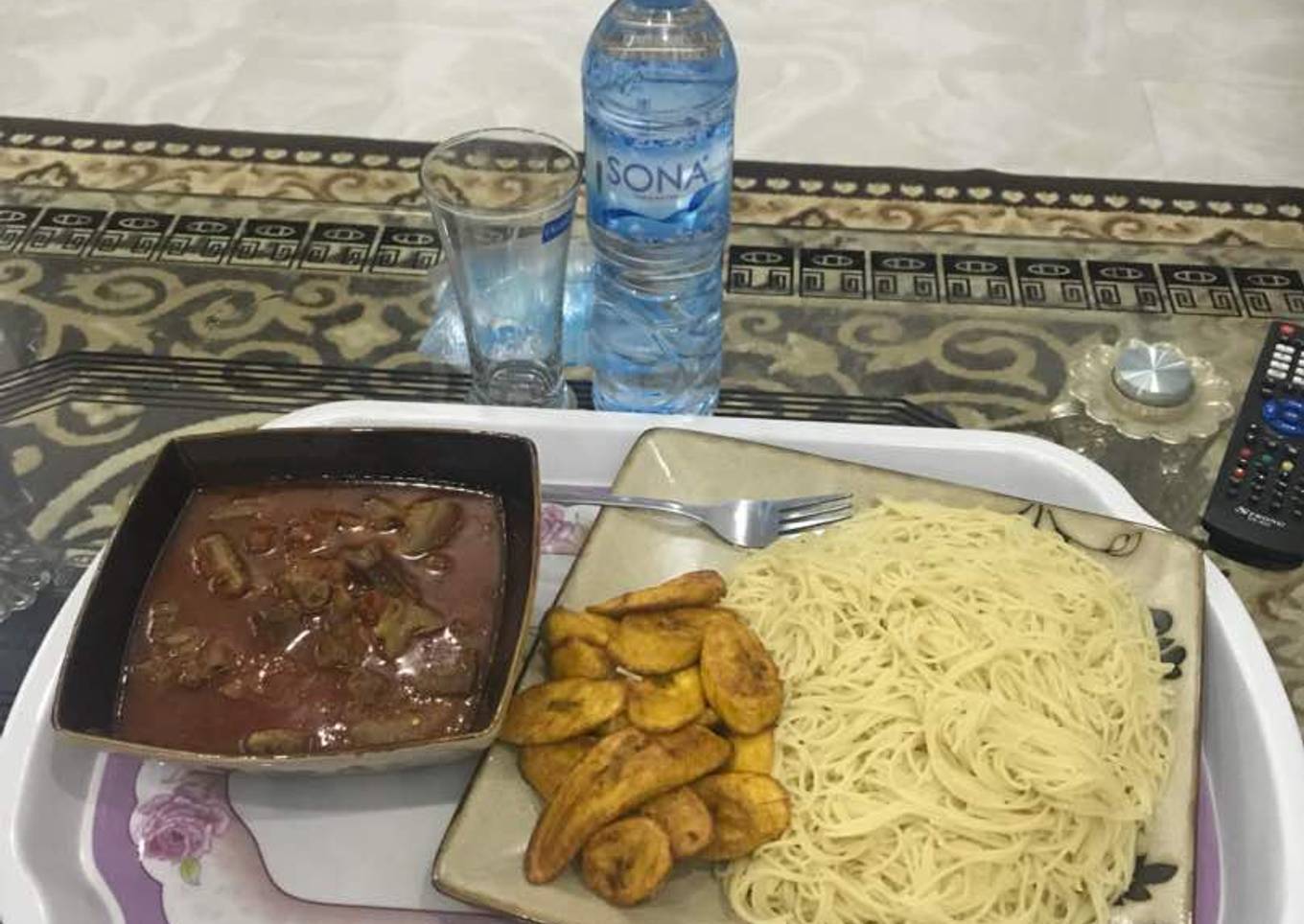 Spaghetti with pappe soup