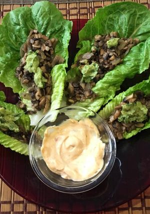 A picture of Lettuce 'Tacos' with Mushrooms.